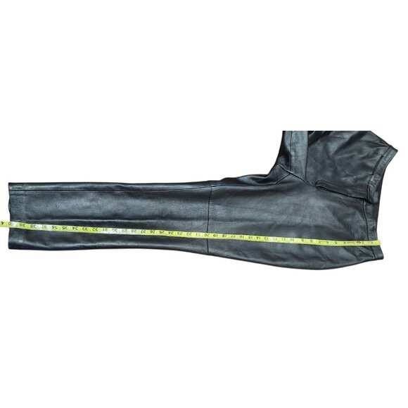 Adrienne Vittadini Pants Womens Shimmery Black Leather High Rise Straight - Picture 9 of 11